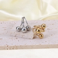 Anillos espirales minimalistas de acero inoxidable bañados en oro 18K y plata con bolas - Tres Bolas Envolventes / Color Acero