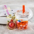 Bubble tea keychain with red liquid and pretty good laser strap hanging decoration - Lanyard Style / Orange