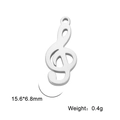 Detail of silver treble clef music pendant in stainless steel, size 15.6x6.8mm - Music Note / Steel