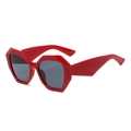 Fashionable oversized square sunglasses with bold red geometric frame and dark lenses - Red Frame Grey Lens