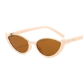 Cat eye sunglasses in beige with gold metal accents and tinted brown lenses - Cat Eye / Beige Frame Tea Lens