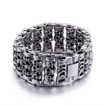 Men's punk titanium steel skull bracelet with vintage silver finish on white background - 19.5cm / Skull Style (KB76276-BD)