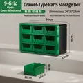 Grüner und schwarzer 9-Schubladen Stapelbarer Organizer aus Kunststoff, 36x24x18cm - Dunkelgrün 9 Schubladen