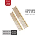 Set di due pettini dorati in acciaio per la toelettatura di cani e gatti in due taglie - Oro placcato