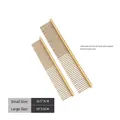 Set of two golden steel pet grooming combs for dogs and cats in small and large sizes - Electroplated Gold