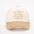 Berretto da baseball bicolore beige e marrone con ricamo Save Santa the trip - Taglia unica / Bianco Sporco/Cachi Scuro