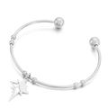 Bracciale rigido aperto argento con ciondolo a stella a otto punte e finitura metallica - Color Acciaio