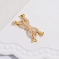 Goldener Schmetterlings-Verschluss mit Zirkonia-Mikropflaster und 4-Wege-Verbindung - Goldener Schleifen-Verschluss