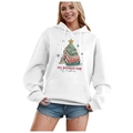 White Christmas hoodie with All Booked For Christmas book tree print and drawstring hood - S / Tops / White
