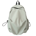 Zaino plissettato grigio chiaro minimalista per studenti e viaggi ad alta capacità - Verde Grigastro