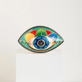 Escultura artística de cerámica ojo turco con patrones coloridos y elegantes detalles - Estilo Amarillo Verde D