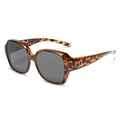 Close-up of tortoise shell polarized sunglasses for women with dark grey lenses - Leopard Frame Black Grey Lens