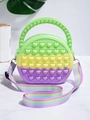 Kids heart-shaped silicone crossbody bag in green, yellow, and purple gradient - Green Gradient