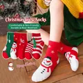 5-pack children's Christmas cotton crew socks with festive reindeer and snowman patterns - S (1-3 Years) / Christmas Socks Set A-5 Pairs