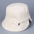 Minimalist cream white bucket hat for women with elegant decorative strap and metal detail - M (56-58cm) / White