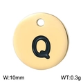 Minimalist golden stainless steel 10mm round pendant with engraved letter Q - Letter Q Gold (KLJ1394-Z)