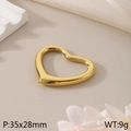 Golden hollow heart pendant in polished stainless steel for DIY jewelry making 35x28mm - Simple Heart Pendant (KLJ2665-Z)