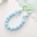 Blue acrylic beaded phone strap with light green hook and tulip pendant for DIY jewelry - Light Blue Tulip Style (K1662)