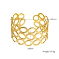 Detail of hollow gold stainless steel bangle showing 60mm width and 19.8g weight specs - Hollow Geometric Circular (YTB2411311)