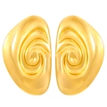 Golden irregular swirl geometric earrings in polished stainless steel for women - 18k Gold Plated Vortex 4001