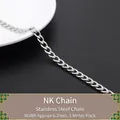 Chaîne cubaine en acier inoxydable de 6,2 mm de large, 1 mètre pour création bijoux - Chaîne NK (Gourmette) / 1 Mètre/Paquet (6.2mm)