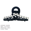 Pinza para el pelo negra de acetato con perlas blancas, tamaño grande de 11cm - Grande / Negro
