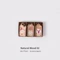 6-pack of wooden Christmas tags featuring deer and snowflakes on natural wood finish - Raw Wood Style 02 Set of 6