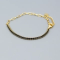 Elegant gold-plated S925 silver bracelet with black zircon stones and lobster clasp - Golden (Black Stone)