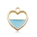 Golden heart pendant with light blue enamel finish for DIY jewelry necklaces - Blue Heart