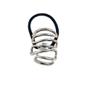 Silver alloy spiral hair tie with black elastic band for a stylish ponytail look - Silver Line Spiral