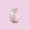 Detailed view of silver quilted ear cuff with micro-paved cubic zirconia stones - Quilted Pave Style(A2202) / Silver