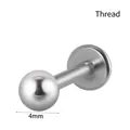 Solid G23 titanium labret stud with 4mm ball and internal thread screw design - Sphere / 1.2x6mm