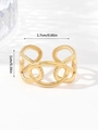 Golden titanium steel open ring with hollow geometric interlaced design and matte finish - Adjustable Open / Gold Geometric Intertwined (W092-1)