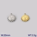 Gold and silver stainless steel sun smiley pendants with 20mm width and 3.5g weight - Radiant Sun Face Round Style / Gold