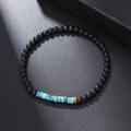 Minimalist beaded bracelet with black matte stones and tiger eye cylinder bead detail - ZJ11727-Black Matte and Blue Brown Stone Grain Bracelet