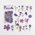Violet Girl vintage PET floral stickers featuring purple irises and blue flowers 40pcs - Purple Iris Girl