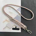 Pink 8mm adjustable crossbody phone lanyard with silver metal clip and connector pad - 8mm Dual Adjustable / Rose Gold