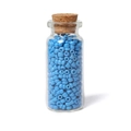 Perline di vetro blu da 3mm in una boccetta di vetro con un tappo di sughero - Blu