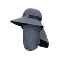 Cappello da sole grigio scuro a tesa larga con maschera e protezione per il collo - grigio scuro