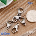 Five pieces of 19mm silver lobster clasps for DIY jewelry making shown next to a coin - Steel Color Lobster Clasp (KLJ186-Z)