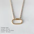 DIY Retro-Halskette aus Edelstahl mit 14K Gold-Finish und Pavé-Zirkonia-Kette - Großer Karabiner Strass Tennis-Kette (XNL0048-2) / 14K-Gold