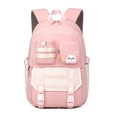 Grote roze en beige schoolrugzak met schattige kat en verstelbare comfortabele riemen - Standaardtype / Roze