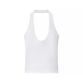 Top estivo 2025 bianco allacciato al collo con scollo a U profondo in tessuto a maglia - S / Bianco