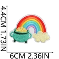 Detailed embroidery of a St. Patrick's Day rainbow pot with gold coins and clear stitching - No.8/Rainbow Gold Pot