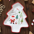 Kerstbord van keramiek in de vorm van een kerstboom met kerstman en rode randdecoratie - Dennenboomstam 226*191*29 Cm