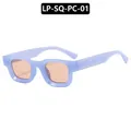 Retro small square frame sunglasses in lilac purple with light brown lenses - Jelly Blue Tea Lens