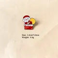 Detailed view of Santa Claus enamel pin with dimensions 2.4cm by 2.8cm and 4.0g weight - 7# Santa Claus with Gifts