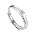 S925 sterling silver adjustable ring with a brilliant round zircon stone in silver finish - FDJZ-158-Women's