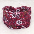Detail of bohemian floral pattern stretch headband on white faux fur background - 42-Wine Red Floral