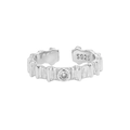 Offener Ring aus S925 Sterlingsilber mit strukturierter Oberfläche und zentralem Diamanten - Vertikale Streifentextur mit Zirkon (JT933)